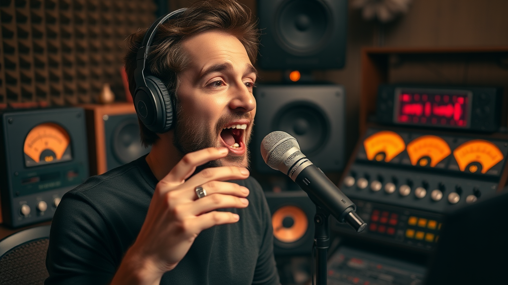 Voice over artist creative side hustle work recording in home studio