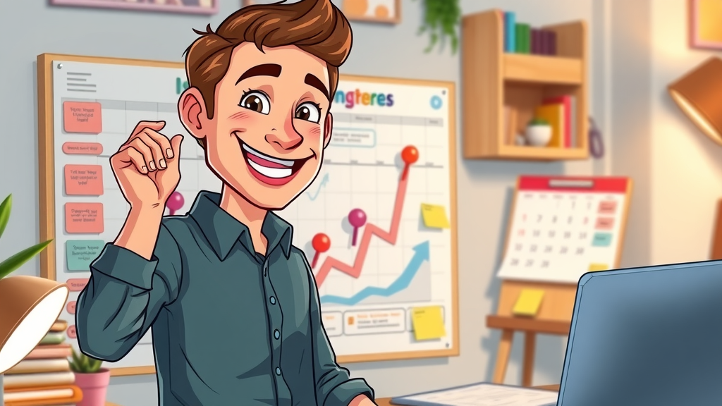 Motivated person marking a progress chart for side hustle milestones