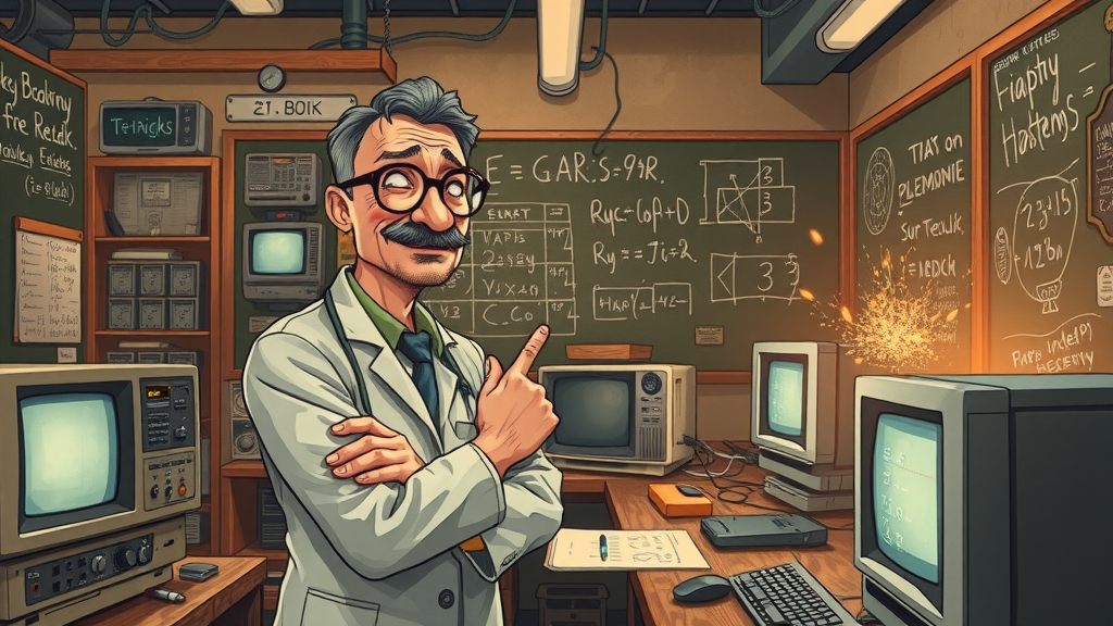 Researcher pioneering early AI breakthroughs in historic lab setting, symbolizing evolution from deep learning to today