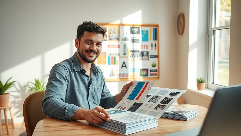 beginner freelance opportunities freelancer arranging creative portfolio in sunlit room