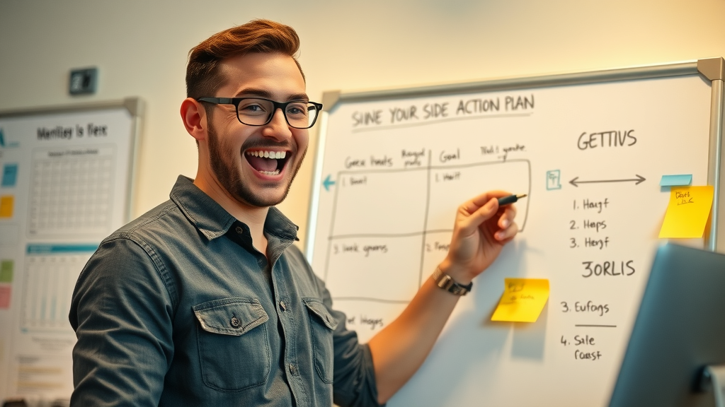 Side hustle action plan work from home goals productivity checklist