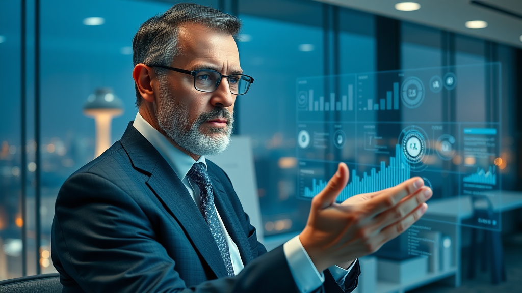 Senior executive reflecting on AI strategy for sustainable growth, highlighting need for pragmatic AI decision-making