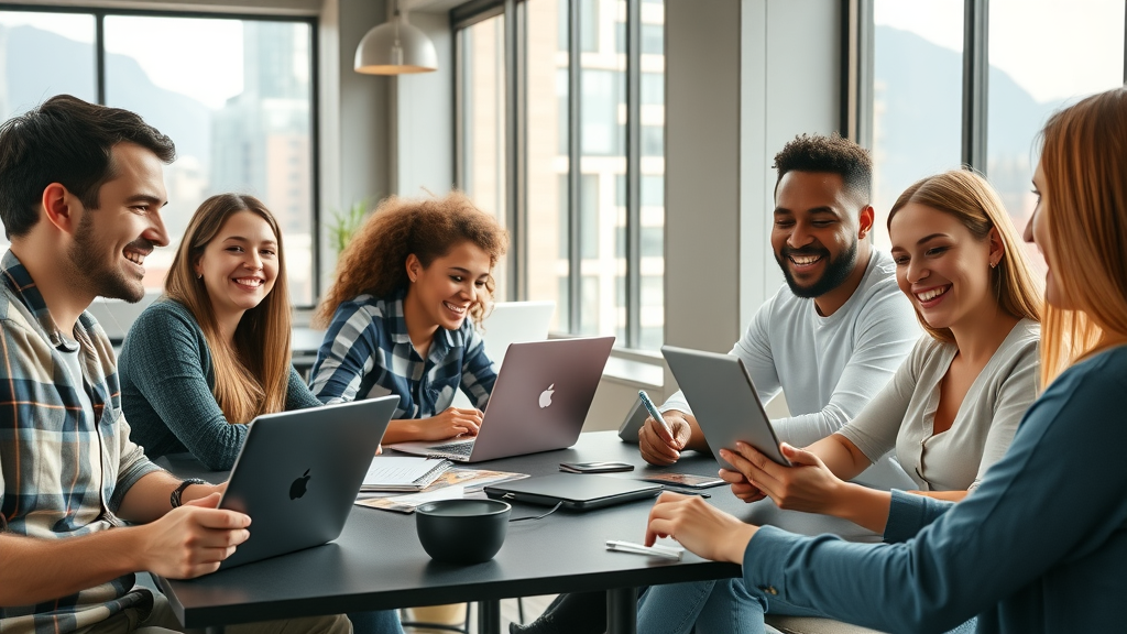 beginner freelance opportunities diverse group coworking laptops digital tablets