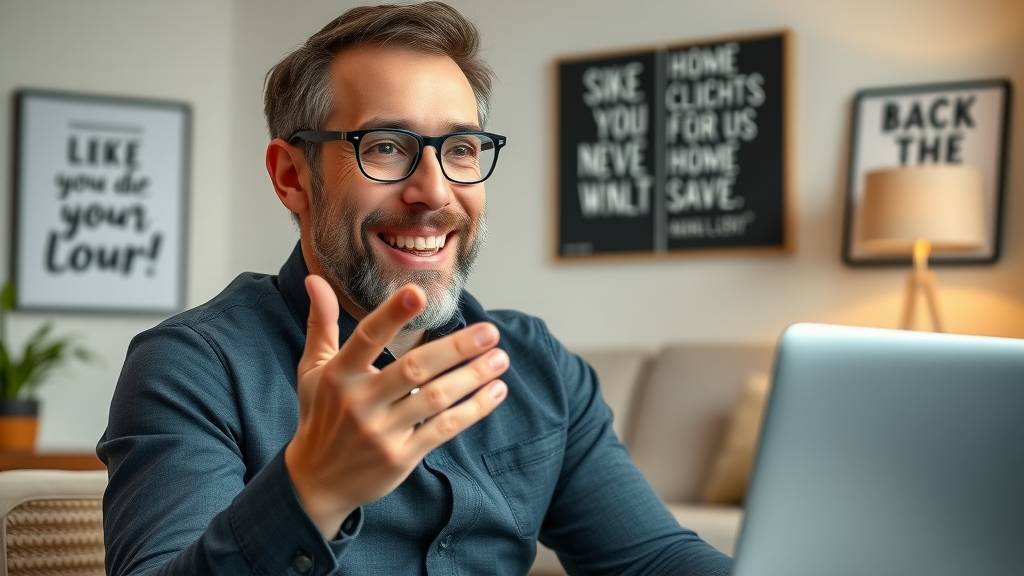 inspirational digital entrepreneur sharing online side hustle advice in a motivational home workspace