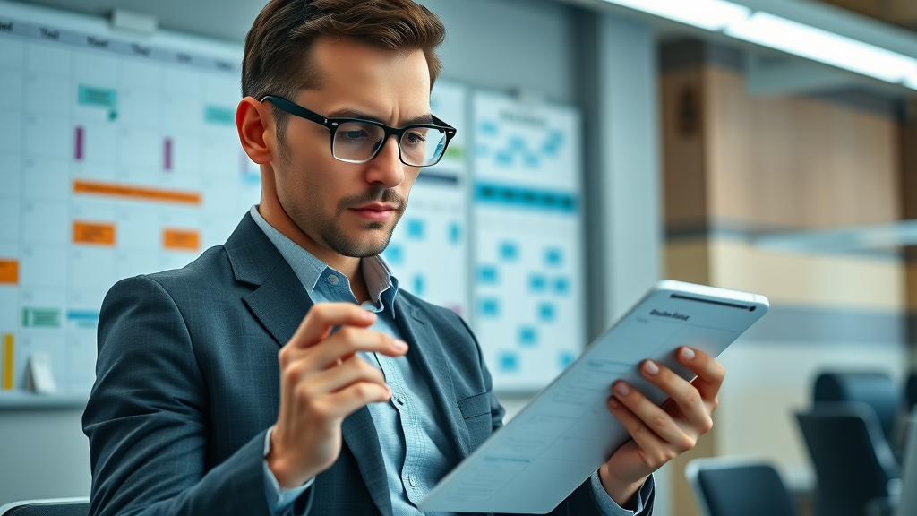 Busy side hustler multitasking with digital planner and productivity apps