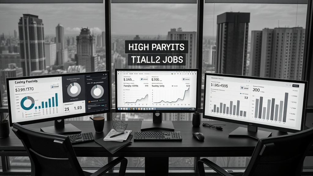 upscale multi-monitor desk setup showing earnings comparisons for high-paying online side hustles